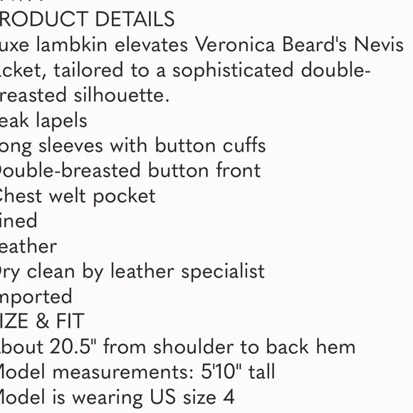 Veronica Beard cropped black leather jacket size 4
